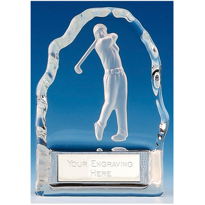Golfer Glass Presentation Award Echo Glass Wedge Trophy