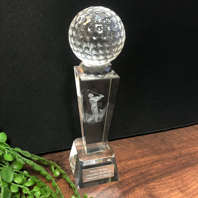 Male Golfer Optical Crystal Award Unite Glass Trophy