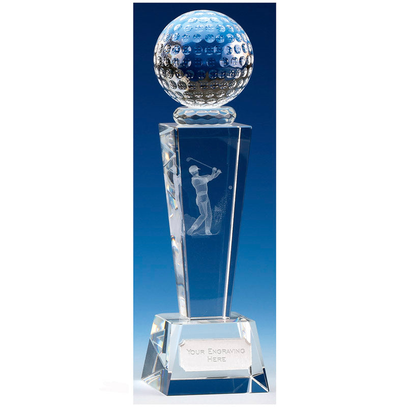 Male Golfer Optical Crystal Award Unite Glass Trophy