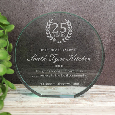 Poppy Jade Glass Long Service Award