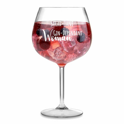 Personalised Gin Glass - Gin-Dependant Woman