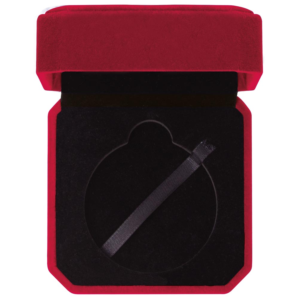 Velour Medal Box Red for 6cm Medals