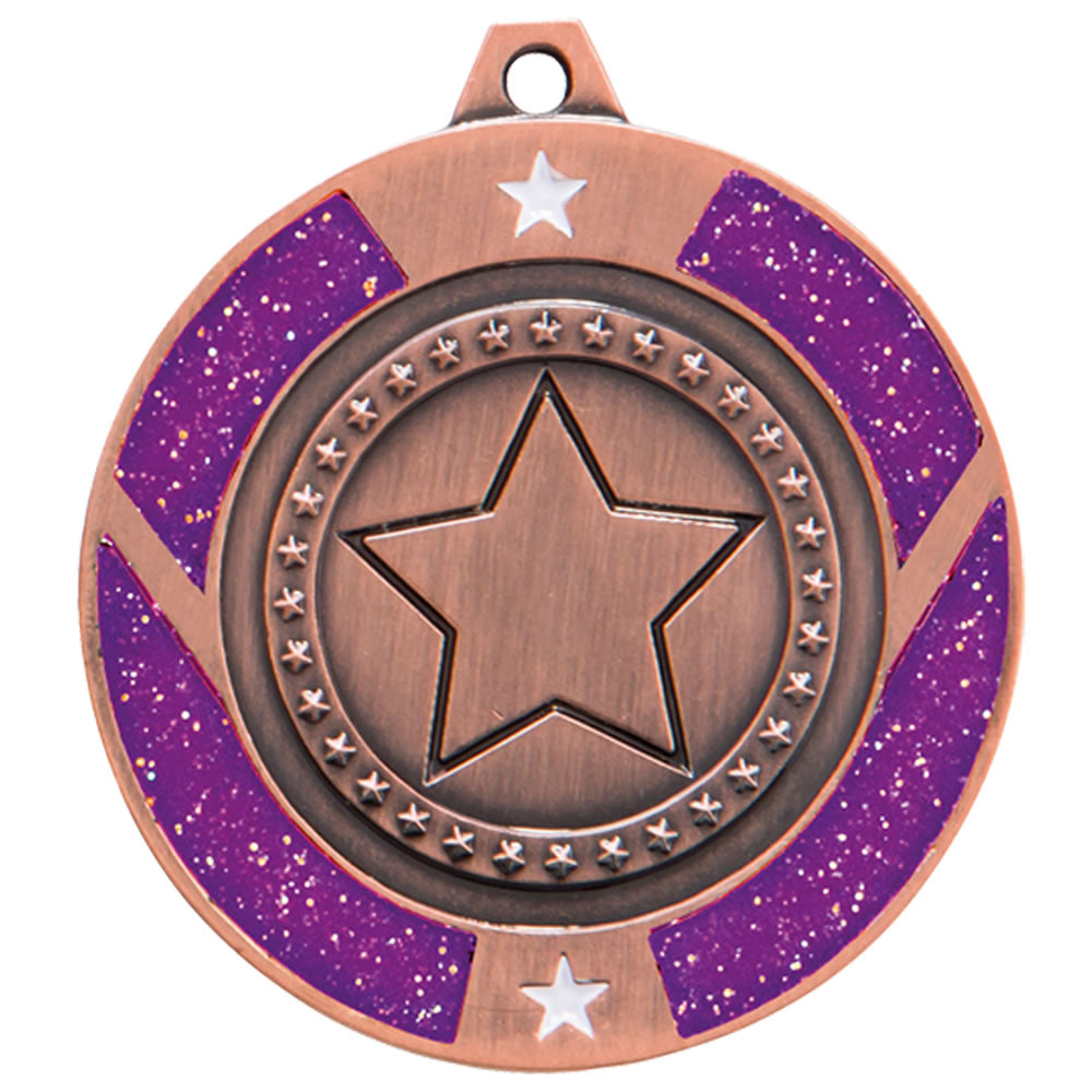 Premium Dance/Gymnastics Purple Glitter Star Medal - 5cm