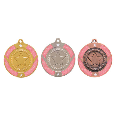Premium Dance/Gymnastics Pink Glitter Star Medal - 5cm