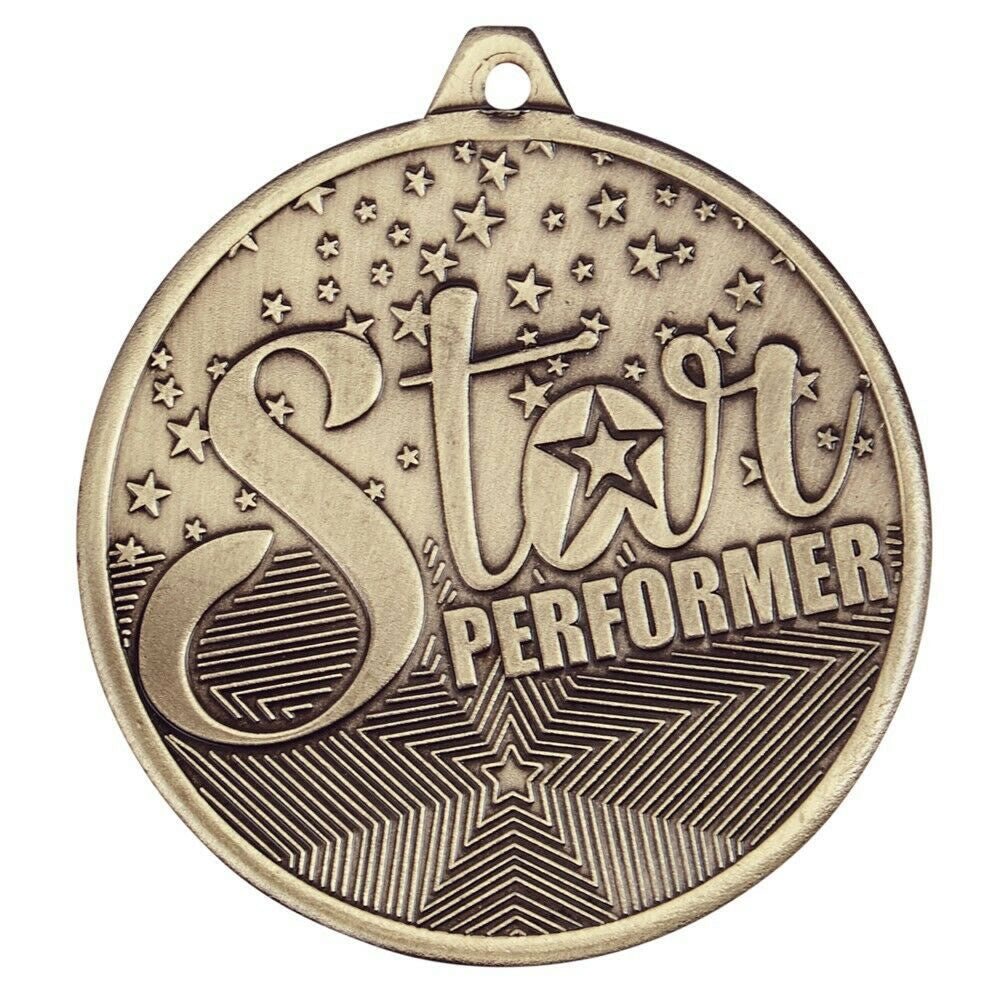 Stamped Iron Metal Cascade Star Performer Dance Gymnastics Medal 5cm