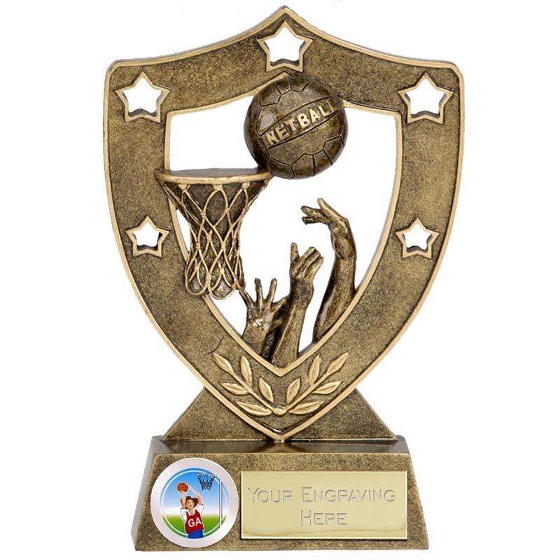 Netball Match Award Gold Celebration Shield Trophy