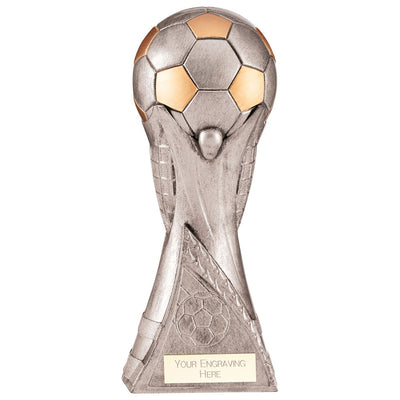 Football World Trophy Heavyweight Antique Silver/Gold Award
