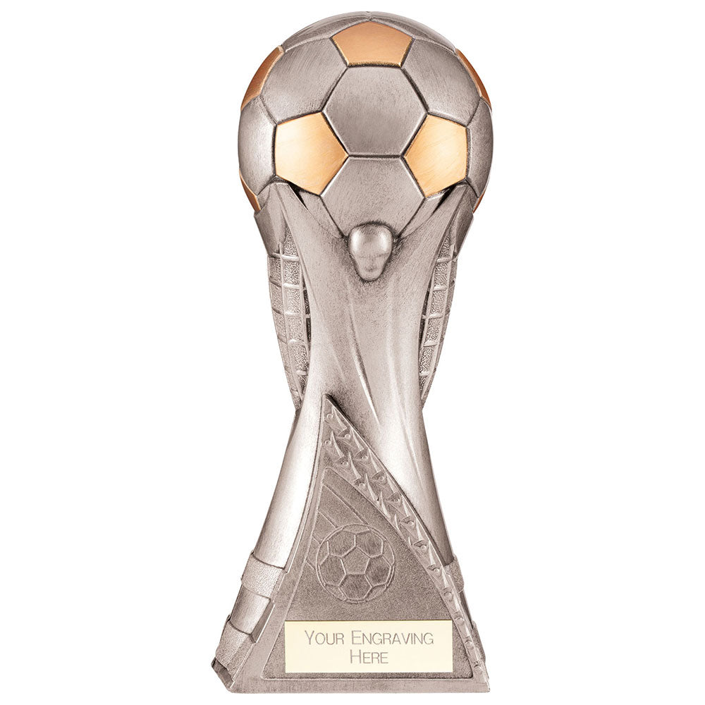 Football World Trophy Heavyweight Antique Silver/Gold Award