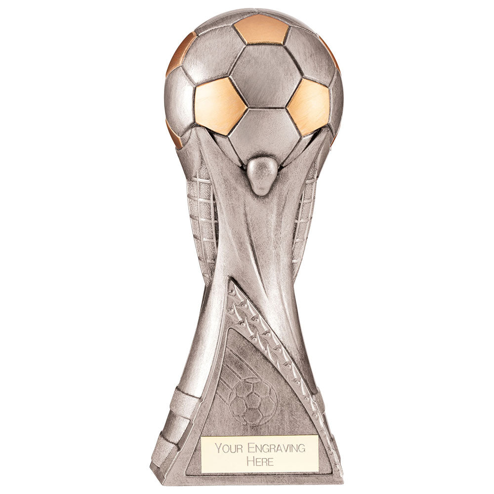 Football World Trophy Heavyweight Antique Silver/Gold Award