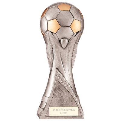 Football World Trophy Heavyweight Antique Silver/Gold Award