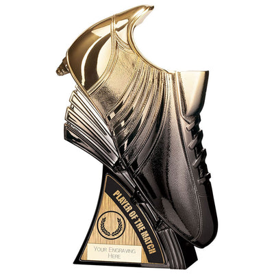 Power Boot Heavyweight Football Trophy Player of the Match - Black and Gold