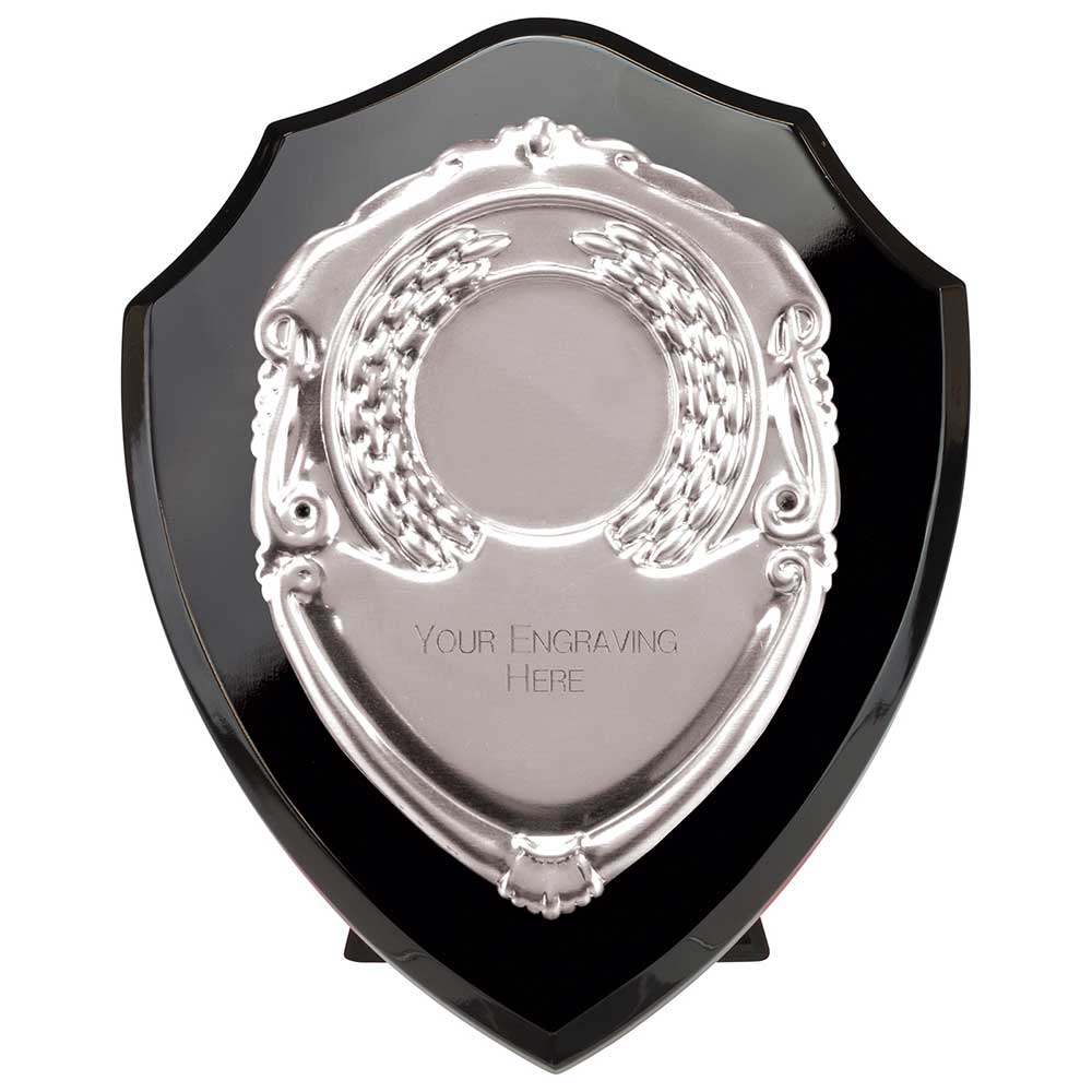 Reward Black Silver Presentation Shield Award Trophy