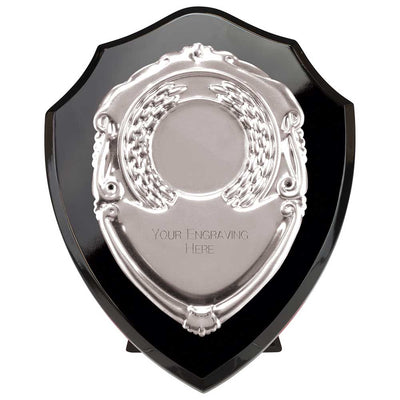 Reward Black Silver Presentation Shield Award Trophy