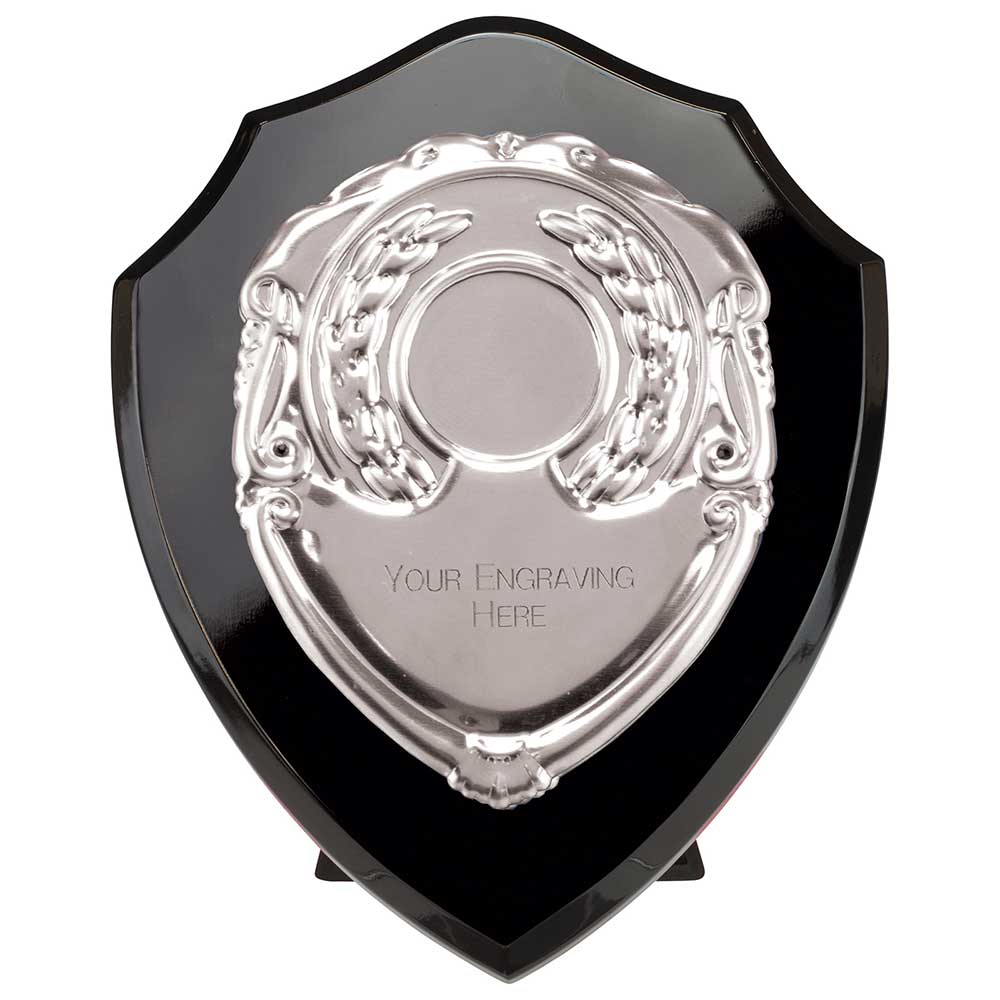 Reward Black Silver Presentation Shield Award Trophy