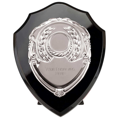Reward Black Silver Presentation Shield Award Trophy