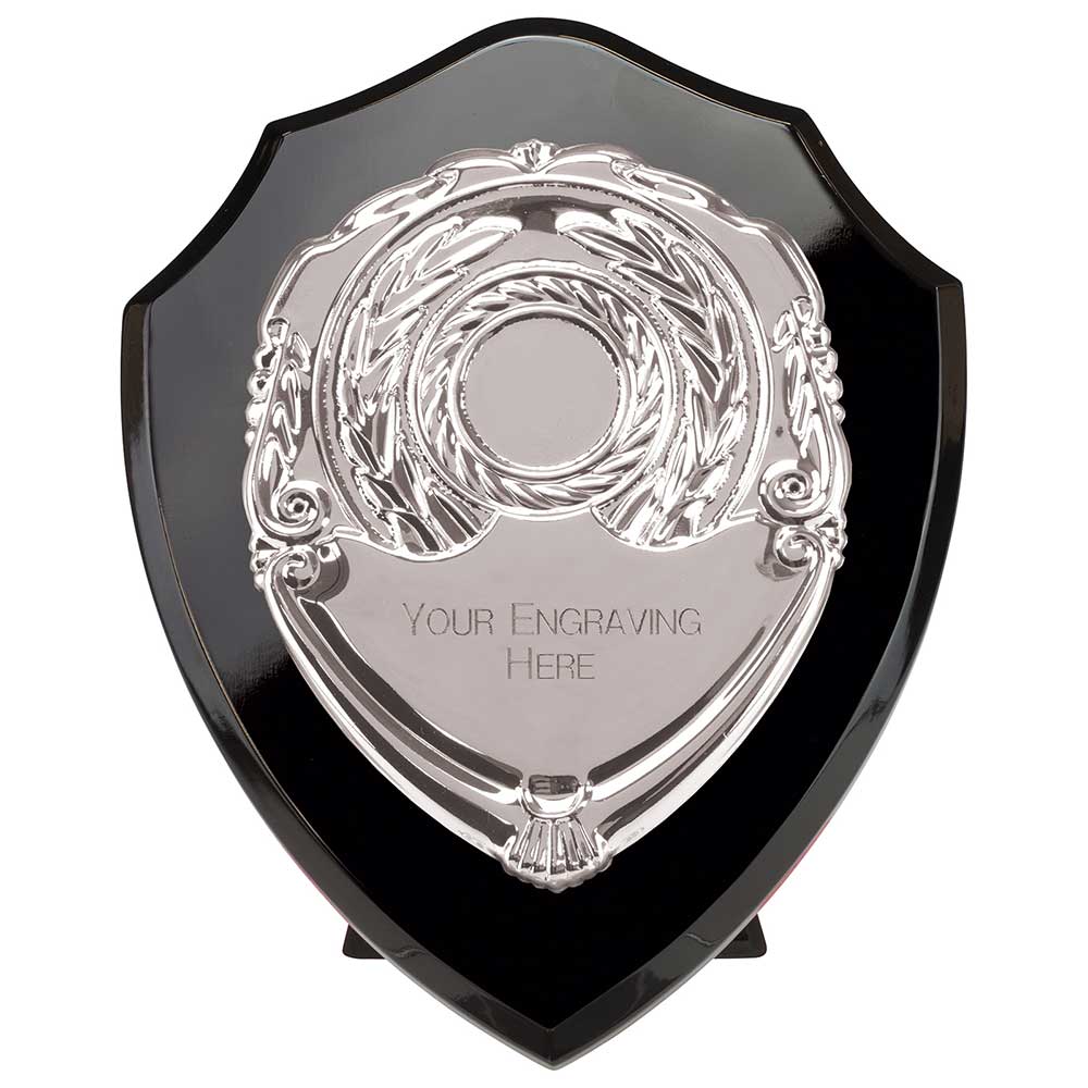 Reward Black Silver Presentation Shield Award Trophy
