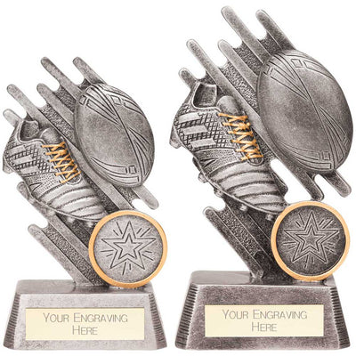 Focus Rugby Boot & Ball Trophy Silver