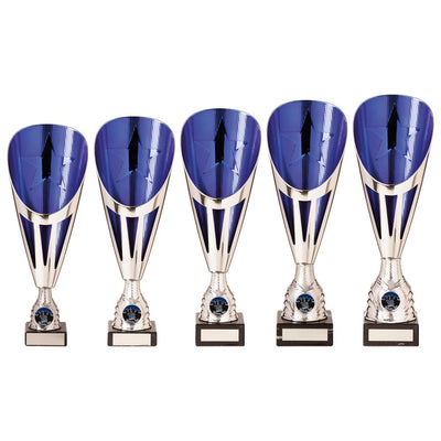 Rising Stars Deluxe Laser Cup in Silver & Blue