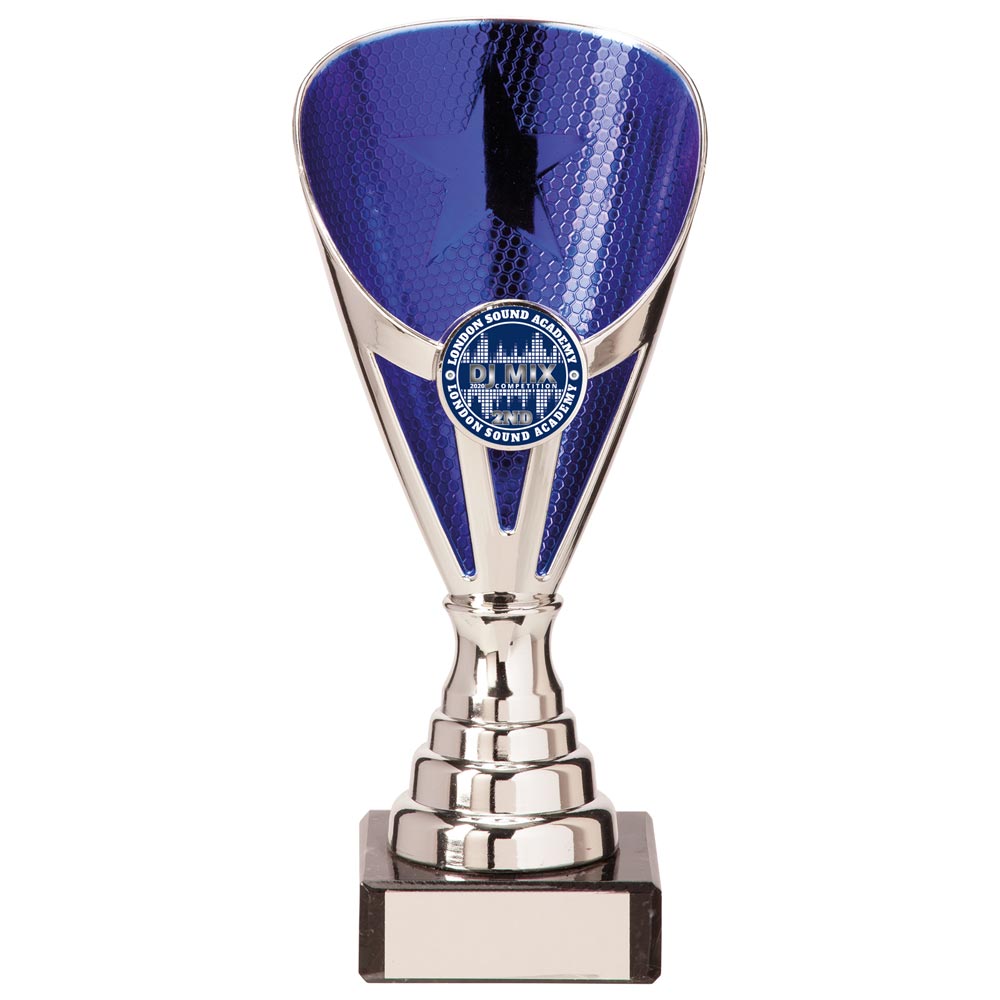 Rising Stars Premium Trophy in Silver & Blue