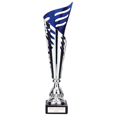 Atlantis Laser Cut Trophy Cup - Silver & Blue