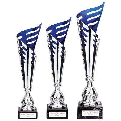 Atlantis Laser Cut Trophy Cup - Silver & Blue 