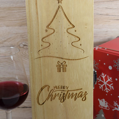Personalised Wooden Wine Box, Christmas Wine Gifts  - Xmas Tree 2