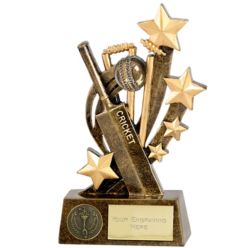 Gold Cricket Trophy Bat & Wickets Sentinel Award