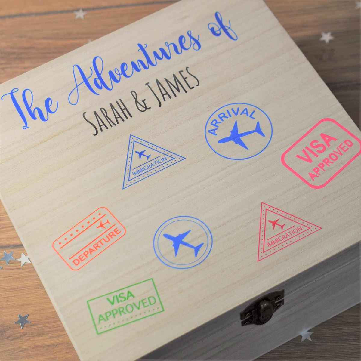 Personalised Printed Adventure Keepsake Wooden Box