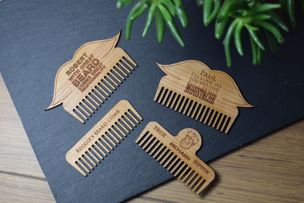 Personalised Engraved Moustache Beard Comb
