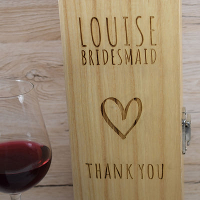 Personalised Wooden Wine Box - Bridesmaid Wedding Gift