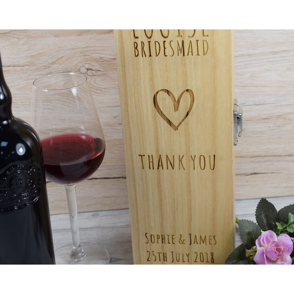 Personalised Wooden Wine Box - Bridesmaid Wedding Gift