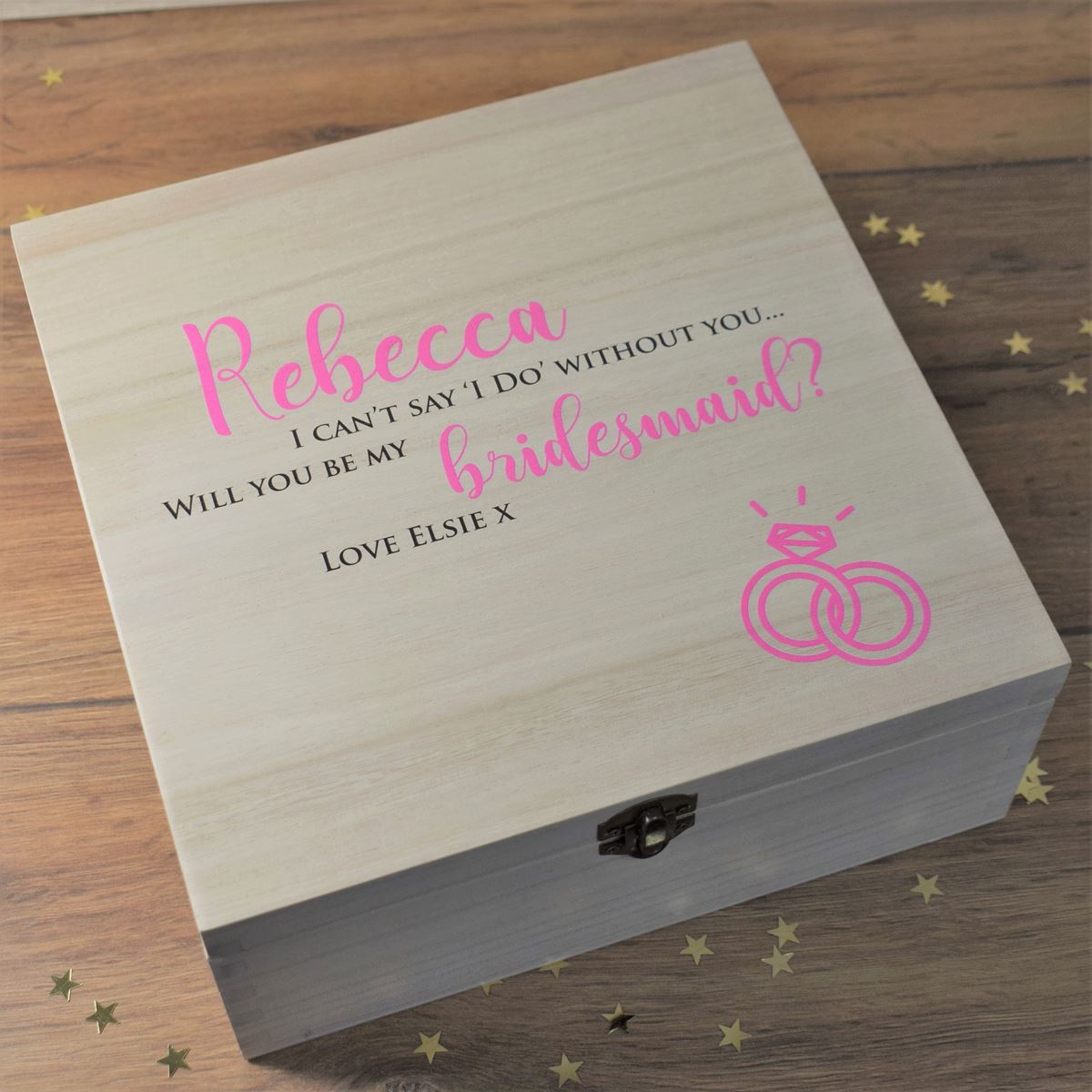 Personalised Printed Bridesmaid Gift Keepsake Wooden Box