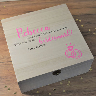 Personalised Printed Bridesmaid Gift Keepsake Wooden Box