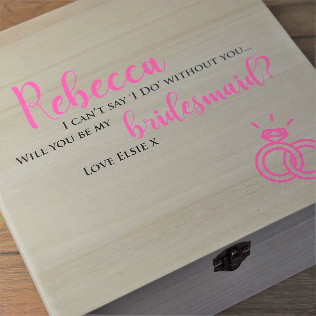 Personalised Printed Bridesmaid Gift Keepsake Wooden Box