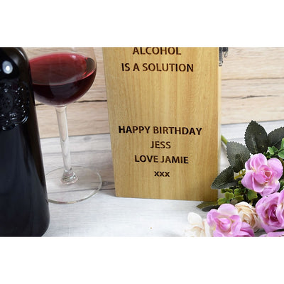Personalised Wooden Wine Box - Alcohol Symbol