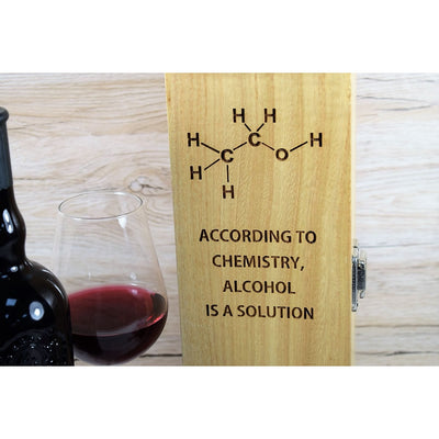 Personalised Wooden Wine Box - Alcohol Symbol