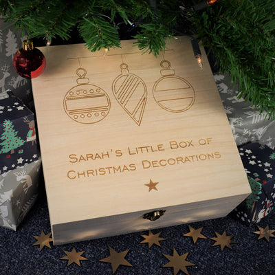 Personalised Christmas Decorations Storage Keepsake Box