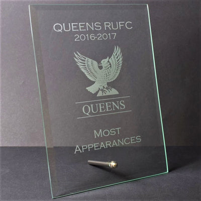 Glass Plaque Trophy Award - Text or Logo Engraving Available