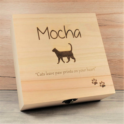 Pet Memorial Wooden Memory Keepsake Box - Cat