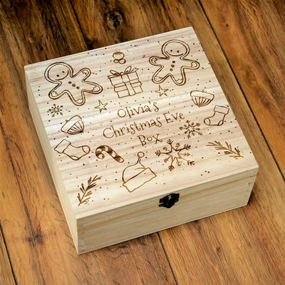 Personalised Wooden Christmas Eve Box - Gingerbread Man