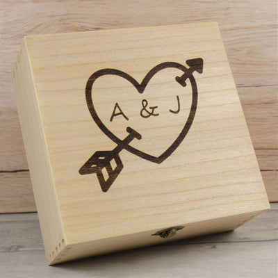 Personalised Wooden Memory Keepsake Box - Heart & Arrow