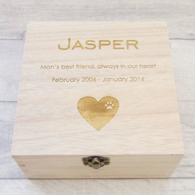 Pet Memorial Wooden Memory Keepsake Box - Heart