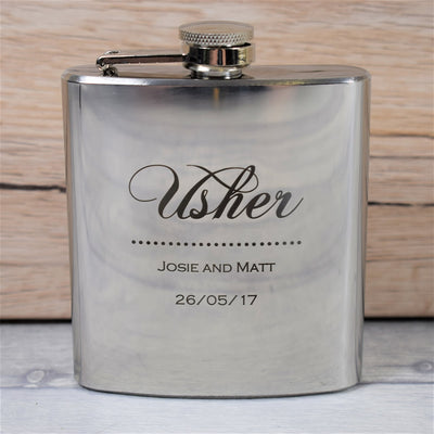 personalised 6oz wedding hip flask gift set design 4