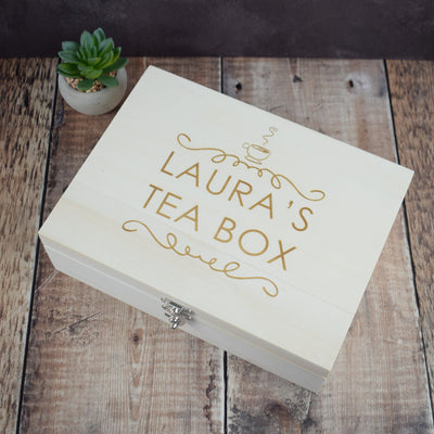 Personalised Tea Storage Box - Personalise With Name