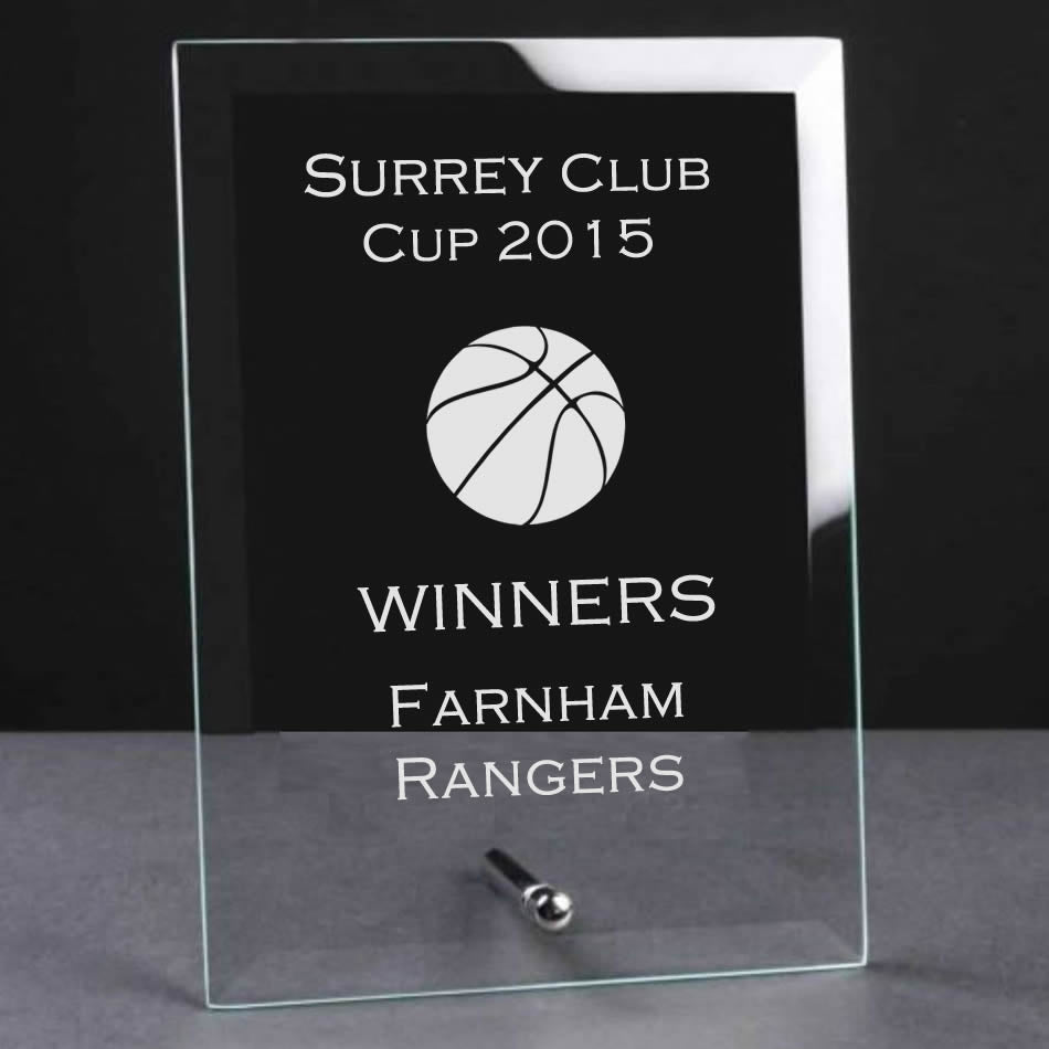 Glass Plaque Trophy Award - Basketball
