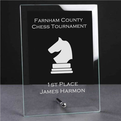 Glass Plaque Trophy Award - Chess