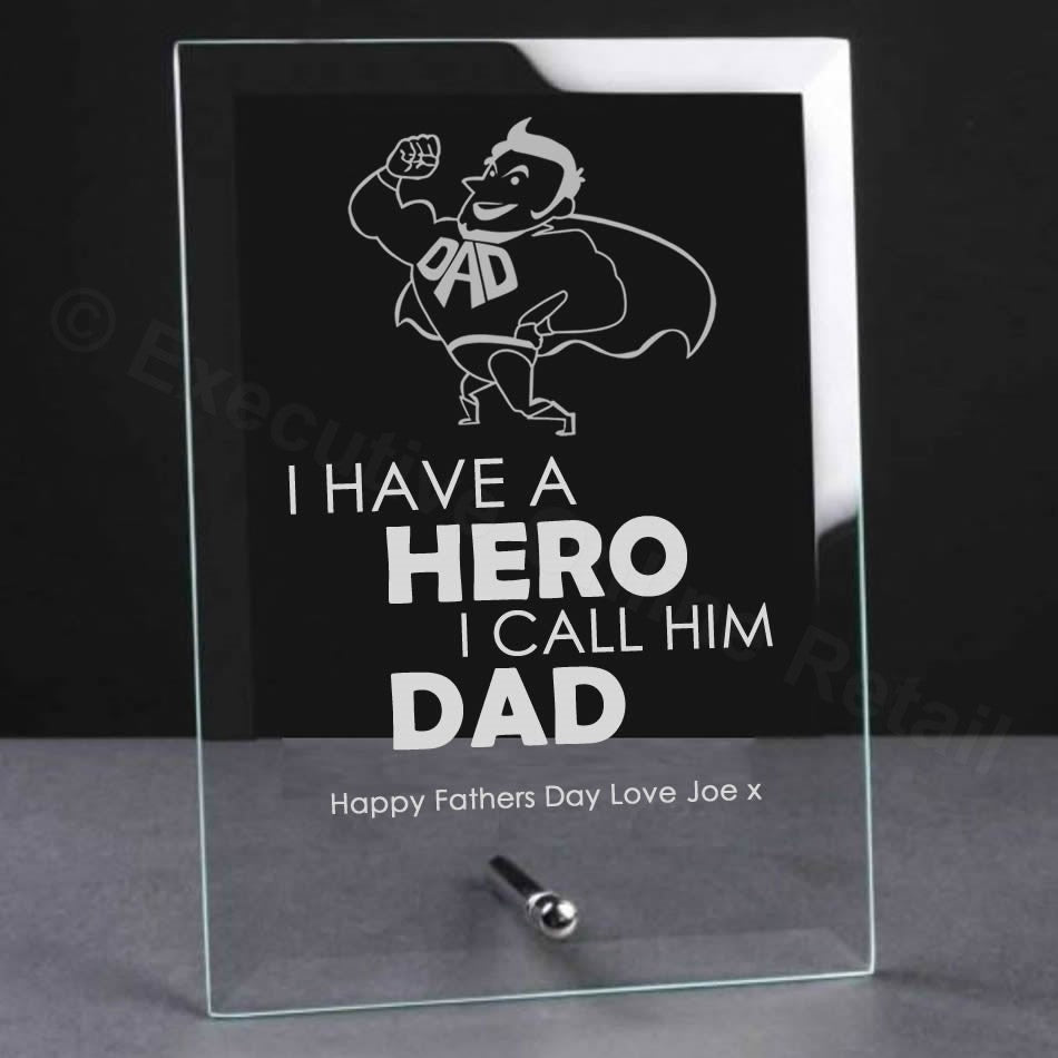 My Dad Is A Hero Father's Day Glass Plaque