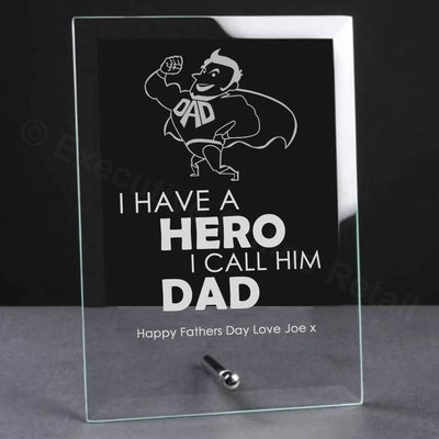 my dad is a hero father s day glass plaque