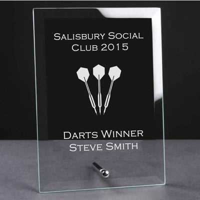 Glass Plaque Trophy Award - Darts