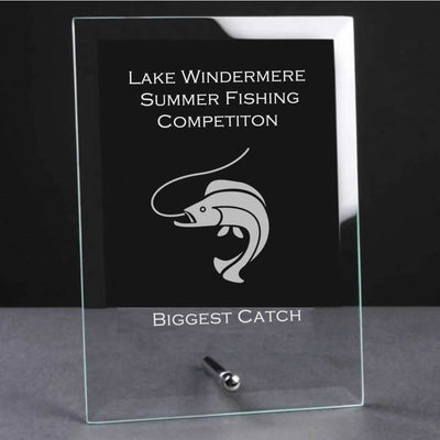 Glass Plaque Trophy Award - Fishing